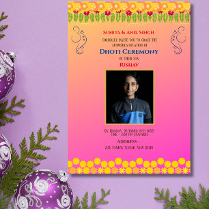 Indiase Hindoe Boy Dhoti Ceremony Pancha Kattu Inv Kaart