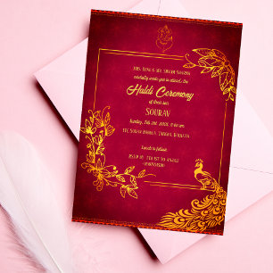 Indiase hindoe-bruidegom Haldi-ceremonie Pauw Them Kaart