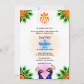 Indiase Hindoe bruiloft Ganesha Peacock Pair Wit Kaart (Voorkant)