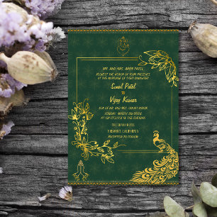 Indiase Hindoe Bruiloft Paar Afbeelding Golden Pea Kaart