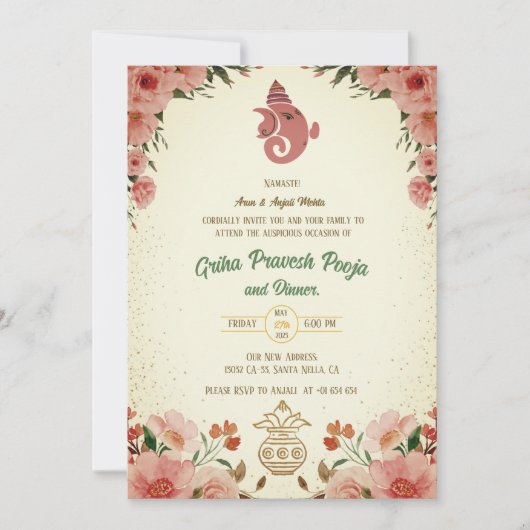 Indiase Hindoe Housewarming Griha Pravesh Kaart (Voorkant)