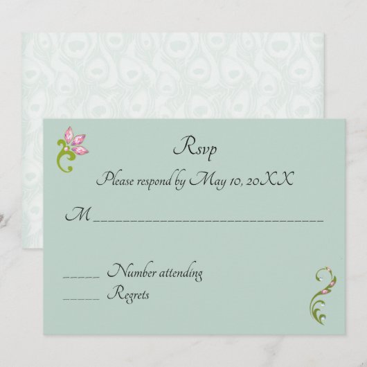 Indiase Hindoe Pauw Bruiloft RSVP Kaart (Voorkant / Achterkant)