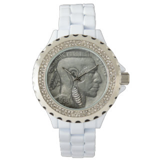 indiase hoofd nikkel munt inheemse amerikaanse horloge