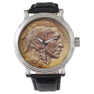 indiase hoofd nikkel munt inheemse amerikaanse horloge