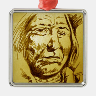 Indiase hoofdpotlood schets metalen ornament
