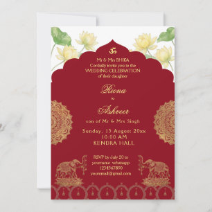 Indiase Huwelijksuitnodiging Olifant Mandala Kaart