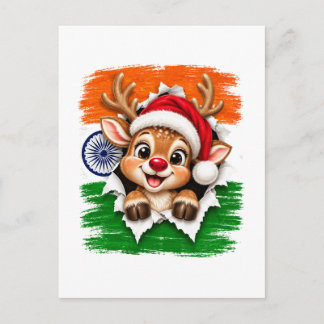 Indiase Kerst Rendier Aankondigingskaart
