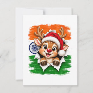 Indiase Kerst Rendier Bedankkaart