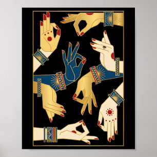 Indiase klassieke dans-mudra's Bharatanatyam Spiri Poster