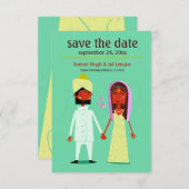 Indiase Koppel Save the Date Aankondiging (Voorkant / Achterkant)