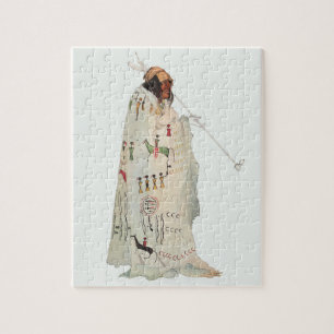 Indiase krijger met pijp Portret door Karl Bodmer Legpuzzel