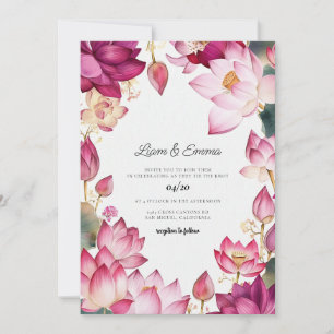 Indiase lotus Watercolor Trouwbestemming Kaart