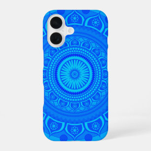 Indiase mandala Blauw iPhone 16 Hoesje
