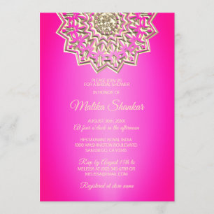 Indiase Mandala Roze Gouden Bruiloft Feest Kaart