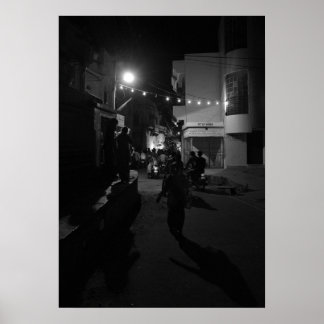 Indiase nachts straatbeeld - Stadsfotografie Poster