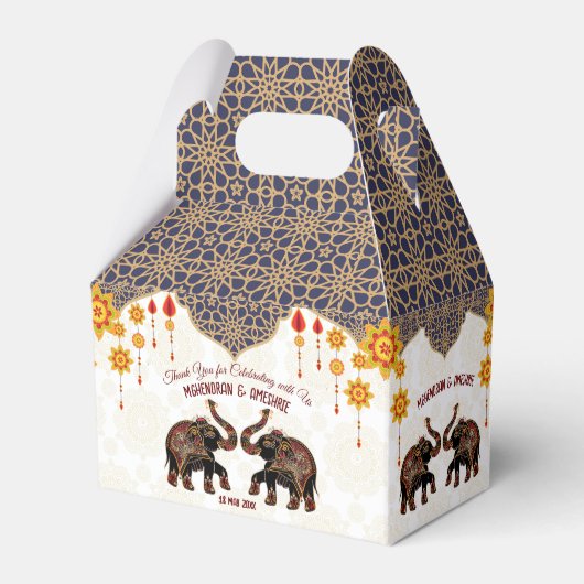 Indiase olifant Indische bruiloft gepersonaliseer Bedankdoosjes (Voorkant Zijde)