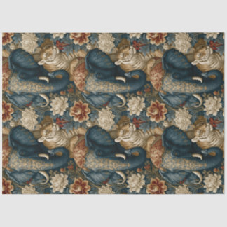 Indiase Olifant Tijger Botanische Jungle Decoupage Tissuepapier