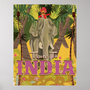 Indiase olifant vintage reisposter poster
