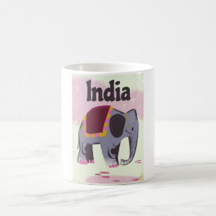 Indiase Olifant vintage reisposterprint. Koffiemok