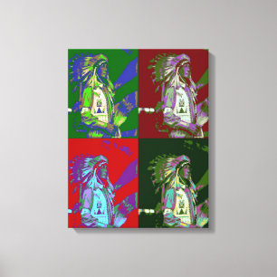 Indiase opperhoofd Pop Art Canvas Afdruk