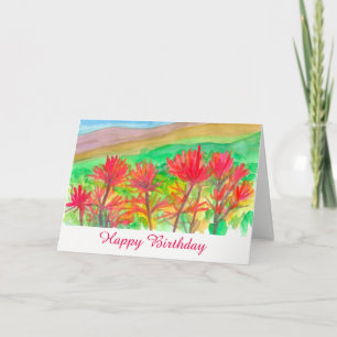Indiase Paintbrush Wildflowers Happy Birthday Kaart