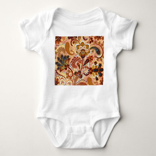 Indiase Paisley: Bloemen bruin Romper (Voorkant)