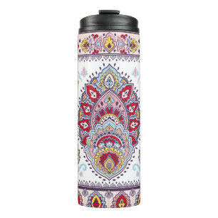 Indiase paisley bloemenmedaillon, etnisch medaillo thermosbeker