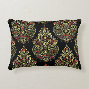 Indiase paisley, geometrische zwarte achtergrond accent kussen