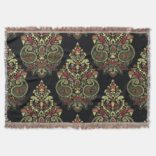 Indiase paisley, geometrische zwarte achtergrond deken
