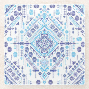 Indiase paisley tapijt, etnische mandala patroon. glazen onderzetter