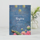 Indiase pauw trouwkaart digitale uitnodiging (Staand voorkant)