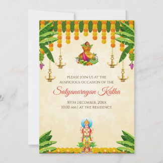 Indiase pooja uitnodiging Satyanarayan katha uitno