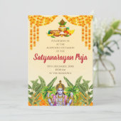 Indiase pooja uitnodiging Satyanarayan katha uitno (Staand voorkant)