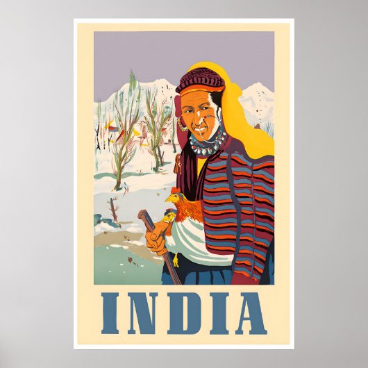 Indiase Poster Kashmir Inheemse Kunst Indiase Prin (Voorkant)