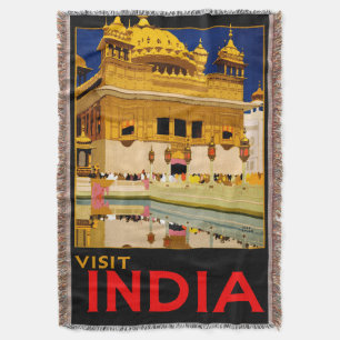 Indiase reisposter Indiase vintage kunst Deken