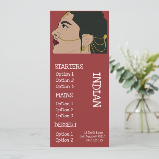 Indiase restaurant dinermenu menu (Staand voorkant)