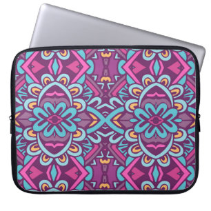  indiase retro gestileerde bloemen en rhombus. laptop sleeve