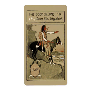 Indiase scout op Horseback Custom Bookplate Etiket