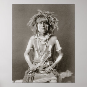 Indiase Slangenpriester, 1910. Antieke foto Poster