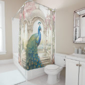  Indiase stijl bloementuin Peacock Douchegordijn (In situ)