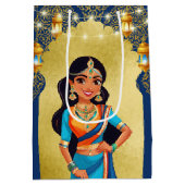 Indiase stijl meisjes verjaardagsfeestje dank u gu medium cadeauzakje (Achterkant)