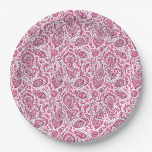 Indiase stijl paisley bloemmotief naadloos patroon papieren bordje