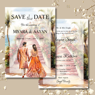 Indiase strand Save the Date uitnodiging Template