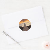 Indiase teepee zonsondergang verticaal afbeelding ronde sticker (Envelop)