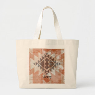 Indiase Textuur Terracotta  Grote Tote Bag
