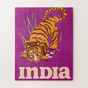 Indiase Tijger Vintage reisposter Legpuzzel