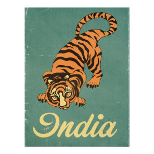 Indiase Tijger Vintage reisposter Perfect Poster