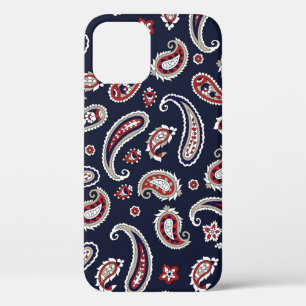 Indiase traditionele paisley-patroon op marineblau iPhone 12 hoesje