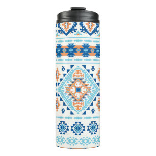 Indiase tribal tapijt Ornament Patroon Thermosbeker