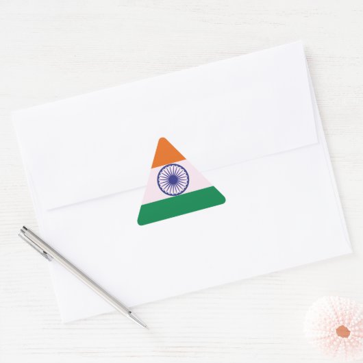 Indiase Tricolor Tiranga Driehoek Sticker (Envelop)